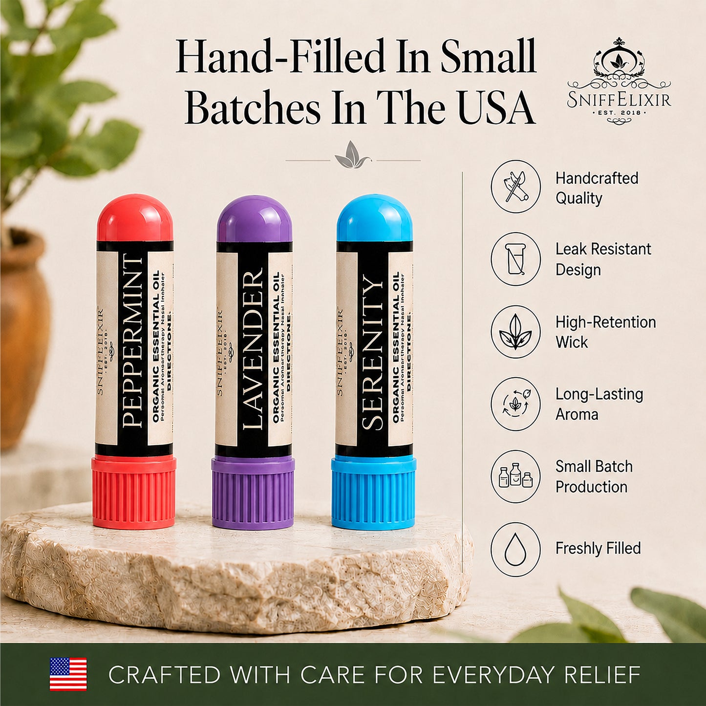 SniffElixir - Self Care - Essential Oil Nasal Inhaler - (3 Pack)