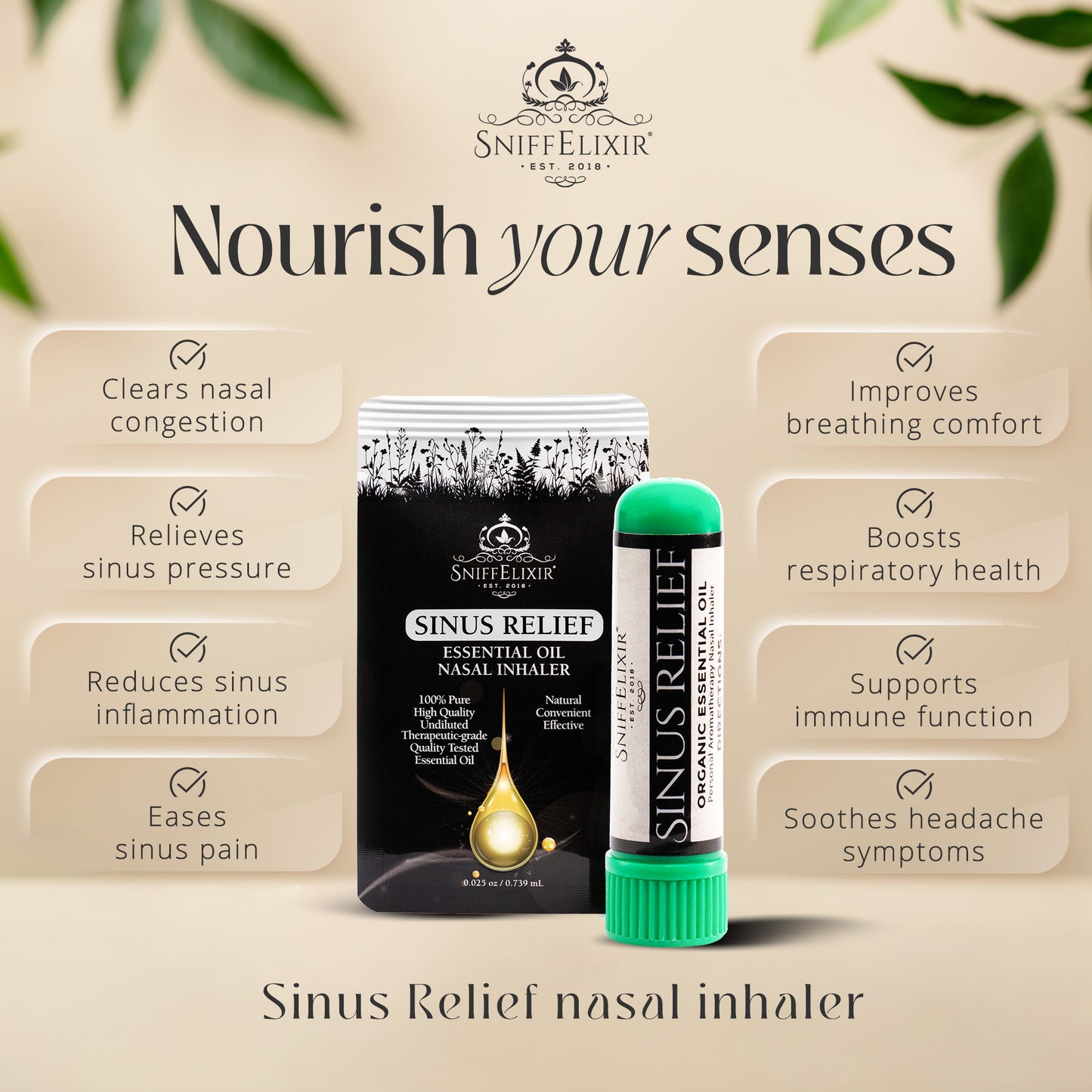 Sinus Relief Aromatherapy Inhaler Nasal Stick