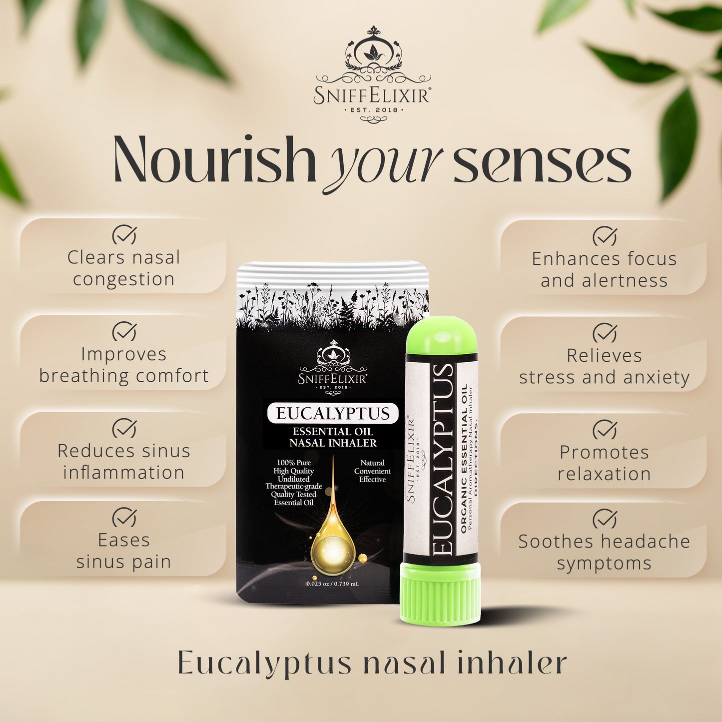 Eucalyptus Aromatherapy Inhaler Nasal Stick