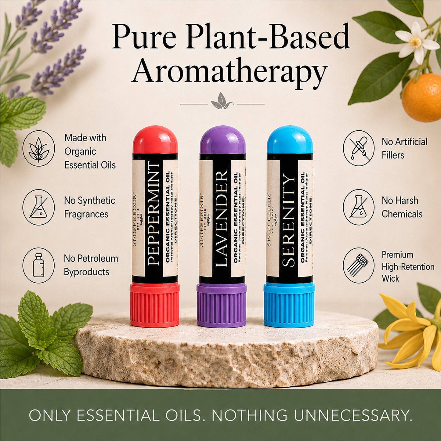 SniffElixir - Self Care - Essential Oil Nasal Inhaler - (3 Pack)